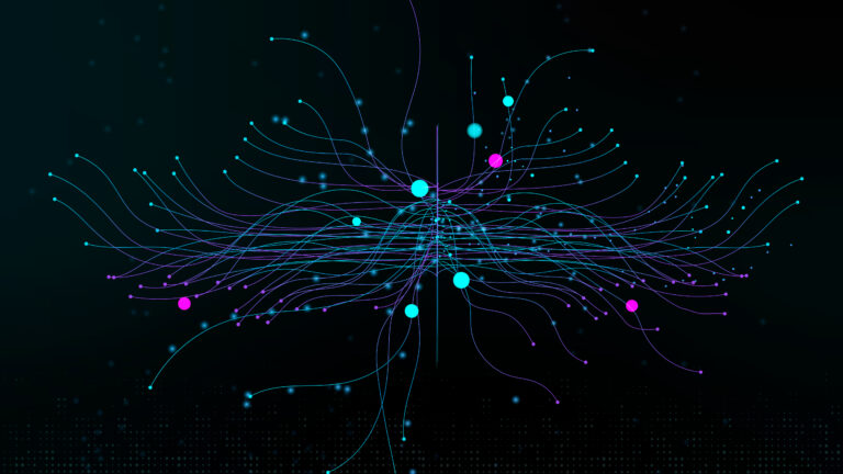 Visualización de redes neuronales mostrando cómo los autoencoders optimizan procesos mediante la reducción de la dimensionalidad de los datos, clave en sectores como la ciberseguridad y la banca.