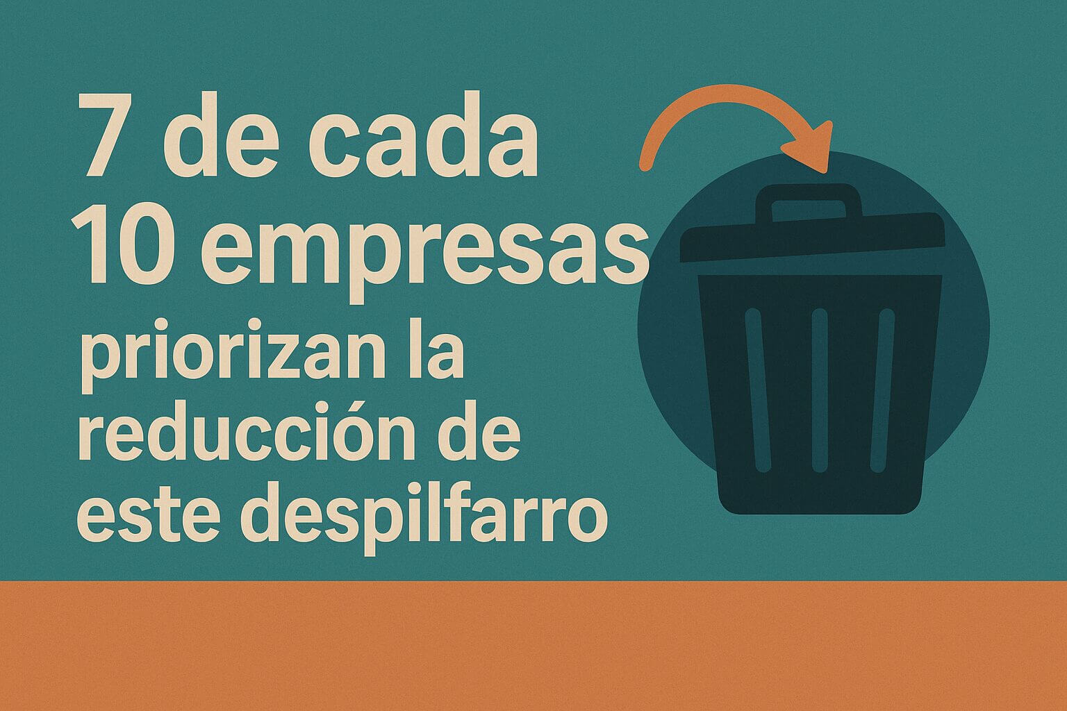 Gráfico ilustrado con un cesto de basura y el mensaje sobre 7 de cada 10 empresas que priorizan la reducción del despilfarro, en un contexto de Presión del CFO sobre el gasto en tecnología.