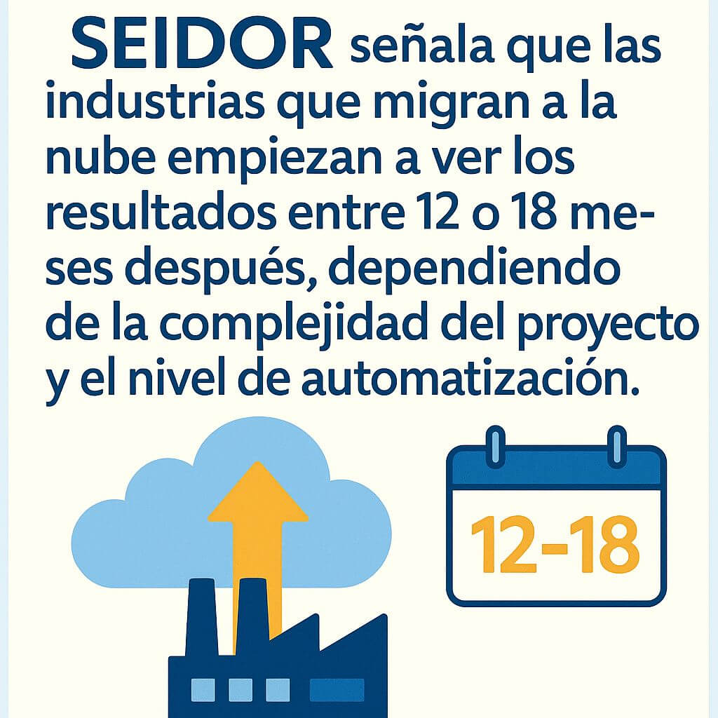 Según la experiencia de SEIDOR los resultados suelen percibirse entre 12 y 18 meses, dependiendo de la complejidad del proyecto y el nivel de automatización