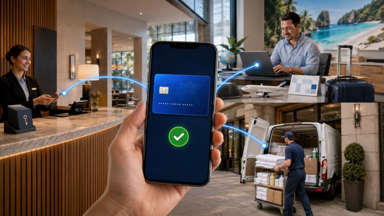 Una credencial digital vincula el pago de una reserva con la agencia, el hotel y los servicios que participan en la operación.
