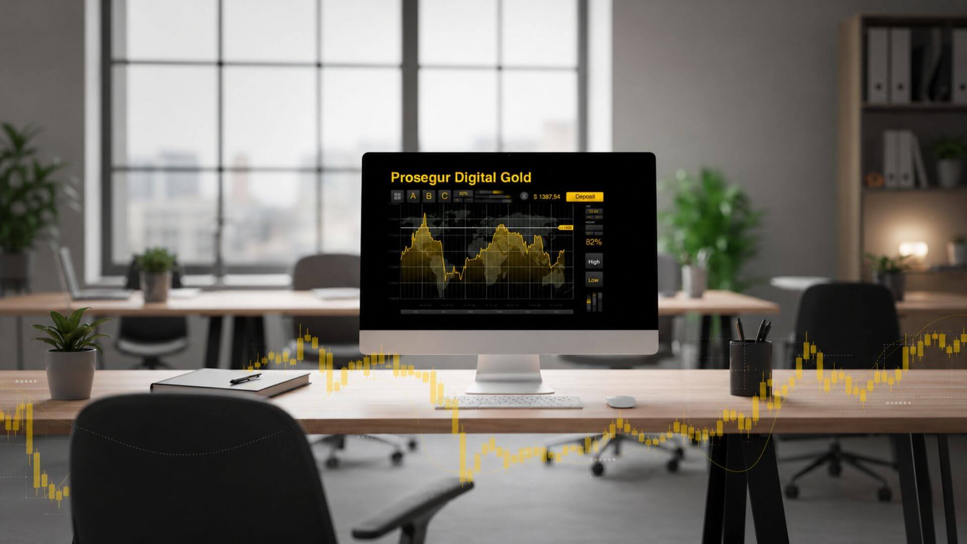 Plataforma de Prosegur Digital Gold con la cotización del oro digital y las opciones disponibles para operar.